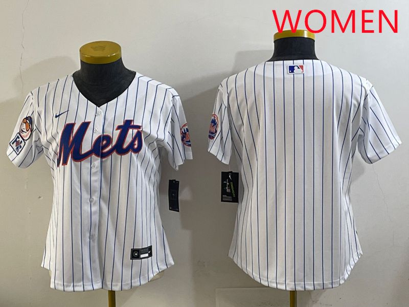 Women New York Mets Blank White Stripe Game 2025 Nike MLB Jersey style 5